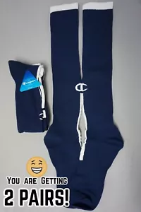 2 PAIRS! Champion ADULT Sports / Soccer Socks Over-The-Knee NAVY BLUE #178 - Picture 1 of 5