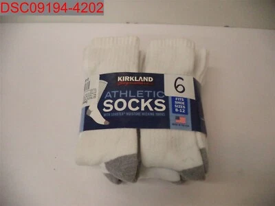 Kirkland Signature Hombre Blanco Paquete de 6 Calcetines Atléticos, Zapato Talla 8-12 096619401918 Foto 1 de 4