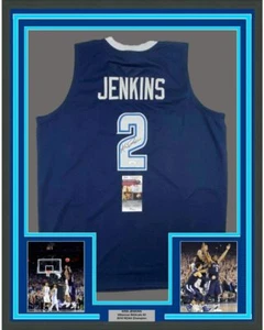 FRAMED Autographed/Signed KRIS JENKINS 33x42 Villanova Blue Jersey JSA COA Auto - Picture 1 of 2