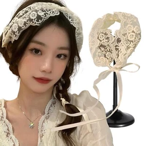 Lace Flower Headbands for Women Girls Headpiece White Wide Headbands with Bow... - Picture 1 of 6