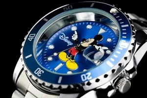 Disney Exclusive Mickey Mouse Collaboration Watch Vintage Reproduction Model Blu - Picture 1 of 5