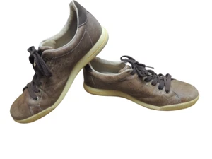 ECCO Hombres 43 Talla 8.5/9 Cuero Parte Superior Baja Con Cordones Informales Marrón Tenis Zapatos  - Imagen 1 de 7