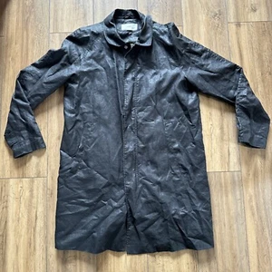 H&M Linen Wax look Trench Coat Fashion Fisherman Lightweight Black - Picture 1 of 10