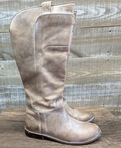 Frye Paige Grey Leather Knee High Pull On Tall Riding Boots Womens 9 B - Picture 1 of 16