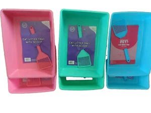 JOB LOT OF 6 ASSORTED CAT LITTER TRAYS WITH SCOOP - Picture 1 of 4