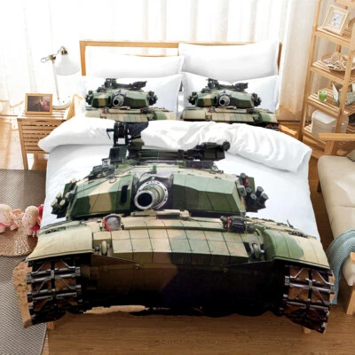 Set copripiumino 3D Tank Military Sky set lenzuola federe - Immagine 1 di 4