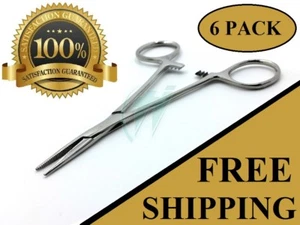 6 pcs PREMIUM GRADE MOSQUITO HEMOSTAT FORCEPS 4" STRAIGHT FULL SERRATED - Picture 1 of 12