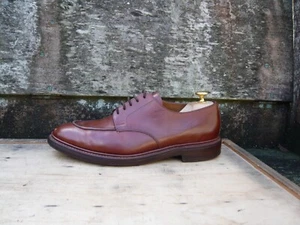CROCKETT & JONES DERBY SHOES SPLIT-TOE BROWN TAN LEATHER UK7.5 MENS SUSSEX - Picture 1 of 9