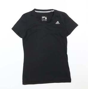adidas Womens Black Polyester Basic T-Shirt Size XS Round Neck