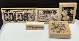 Clubscrap Club Scrap MIXED MEDIA Violin Music Post Card Color Rubber Stamps Lot - Picture 1 of 2