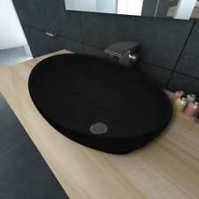 Produktbild - Keramik Waschtisch Waschbecken Oval schwarz 40 x 33 cm