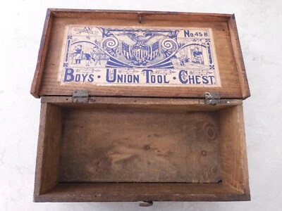 Antique Wooden  Boys Union Tool Chest--No. 45B--10 1/2" x 5 1/4" x 3 1/2" - Image 1 of 4