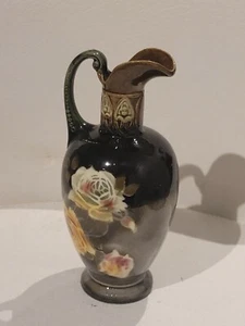 Vintage Czechoslovakia Hand Painted glazed Pitcher 7” TALL - Picture 1 of 8
