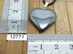 Hochwertiger Hämatit Herz Anhänger + verstellbare Kordel Lithotherapie Reiki Liebe - Bild 1 von 2