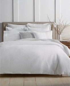 Designs Diamond Dot 300 Thread Count Cotton 3 Piece King Duvet Cover Set White - Picture 1 of 1