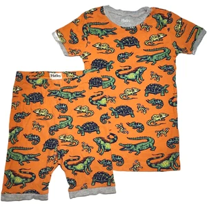 Hatley Boys 6 Orange Lizard Reptile 2pc Pajamas Shorts Alligator Turtle Organic - Picture 1 of 3