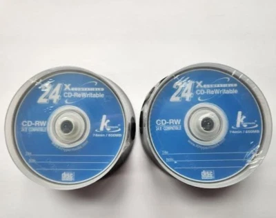 QTY 2 New 25 Pack kHypermedia CD-RW Discs 650 MB 74 Minutes Rewritable 8-24X - Image 1 of 2