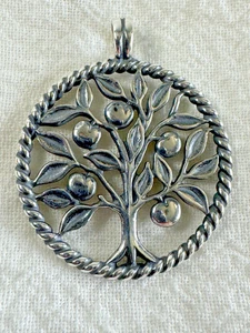 James Avery Sterlingsilber nicht mehr produziert Lebensbaum Anhänger - geriffelter Rand Kreis - Bild 1 von 6