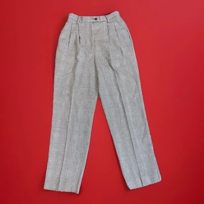 Vintage Lilli Ann San Francisco Houndstooth Wool Pleated Pants Black & White 10 - Image 1 of 4