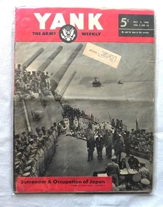 VINTAGE USED YANK THE ARMY WEEKLY MAGAZINE OCT. 5, 1945 SURRENDER of JAPAN WW II - Picture 1 of 2