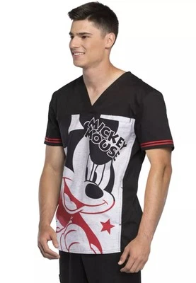 Mickey Mouse Cherokee Scrubs Tooniforms Disney Mens V Neck Top TF707 MKIA Small - Image 1 of 4