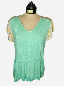 Matilda Jane Dream Chasers Free To Be Top Floral Grün Gepunktet Damen M Boho - Bild 1 von 7