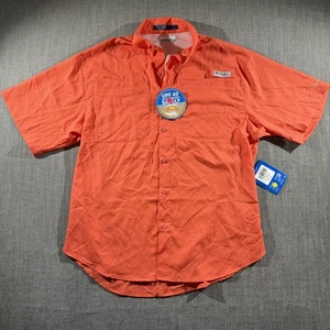 Columbia Tamiami Shirt Mens Small Orange UPF 40 Fishing Outdoors Short Sleeve - Picture 1 of 6