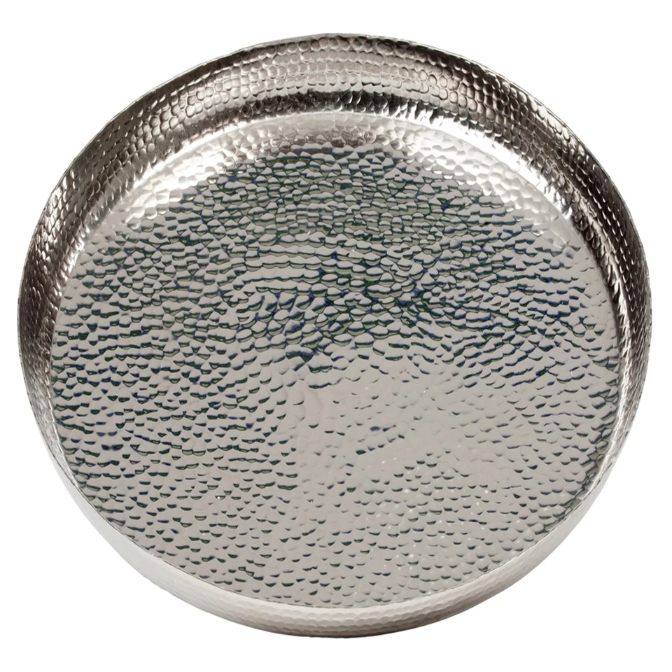 Serviertablett Aluminium Ø 46 cm Großes rundes Gastro-Tablett 4 cm hoher Rand - Bild 1 von 1