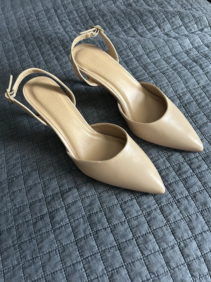 Cynthia Rowley 记忆泡沫舒适鞋裸色 7.5 码露跟 — 第 1/4 张图片