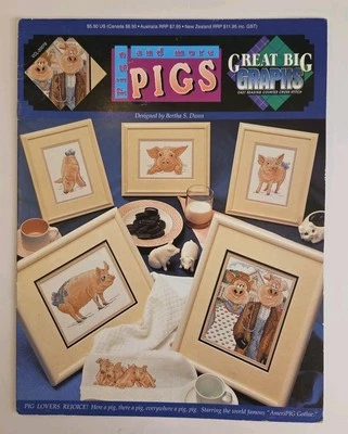 VTG PIGS PIGS AND MORE PIGS~DESIGNED BY BERTHA S DUNN~CROSS STITCH PATTERNS 1992 - Image 1 of 4