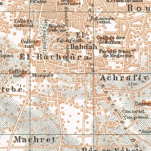 BEIRUT map ORIGINAL city plan map of Lebanon 1909  بيروت  Bayrūt  MIddle East - Picture 1 of 8