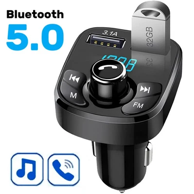 FM Lettore Bluetooth Trasmettitore Wireless Caricatore MP3 per Auto Vivavoce IT