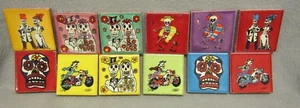 Set of 12 TALAVERA TILES 2 x 2" Mexican clay handmade folk art day of the dead - Picture 1 of 5