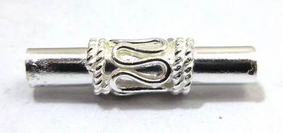 14 PCS 22X5MM SOLID COPPER BALI TUBE BEAD STERLING SILVER PLATED  703 FUL-582 - Image 1 of 3