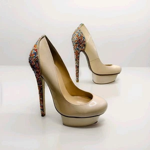 Kandee Jazzies Damen Leder Nude Glitzer High Heel Plateau Schuhe In UK 3 - Bild 1 von 23