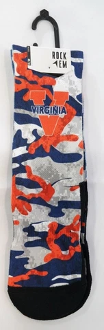 NCAA Virginia Cavaliers Custom Athletic Crew Socks ( 2 Pairs ) TF Cover