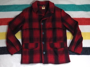VTG 30s 40s KLINKERFUES North Country Red Black Buffalo Plaid Mackinaw Jacket M - Picture 1 of 9