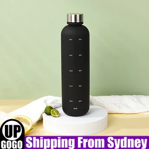 1L Water Bottle Motivational Drink Flask With Time Markings BPA Free Sport Gym A - Picture 1 of 6