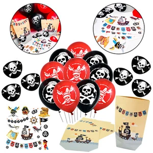Piraten Party Deko Set 10 Ballons + 6x Papiertüte + 18x Tattoo + 6x Augenklappe - Bild 1 von 1