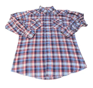 Vintage Panhandle Slim Shirt Mens Size XL 24x31 Plaid Western Pearl Snap Cowboy - Picture 1 of 4