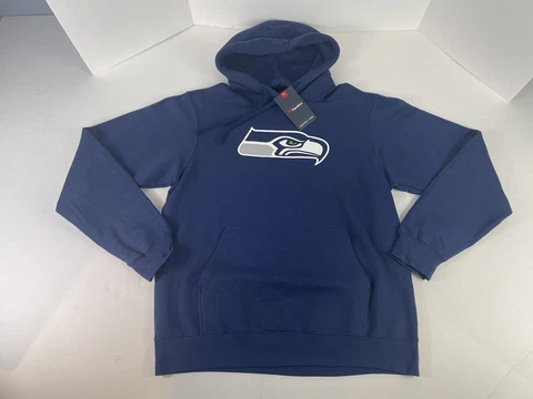 Seattle Seahawks Size Medium Blue Hooded Sweatshirt Mens Hoodie NFL Football NWT Cover