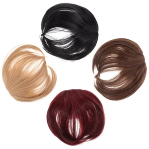 4 Stück Clip in Pony Clip Damen Haarverlängerung Haar Fransen Haarteil Fake Bang - Bild 1 von 12