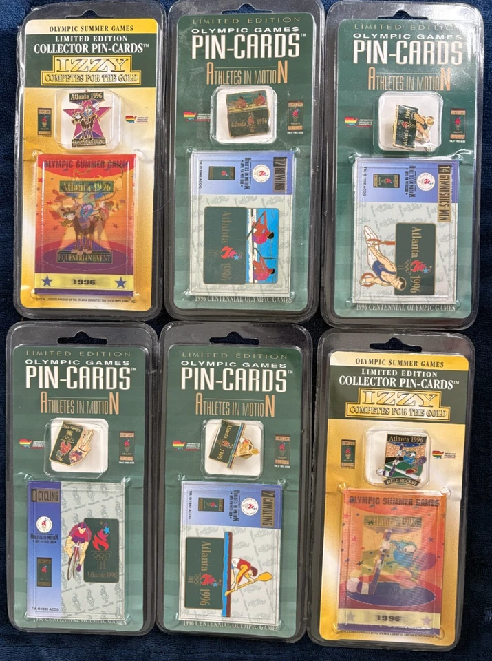 1996 Summer Olympics Pin-Cards Izzy & Athletes in Motion NIP - You Pick - Image 1 of 1