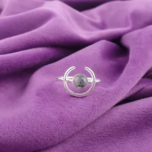 Anillo banda artesanal bisel de plata esterlina 925 ágata musgo natural EE. UU. todos los tamaños - Imagen 1 de 6