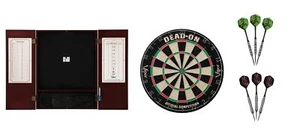 Bristle Dartboard + Mahogany Steel Tip Cabinet + Sidewinder & Fatal Shot - Picture 1 of 1