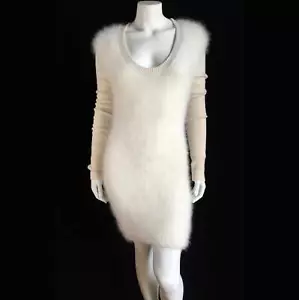 62% Angora Fuzzy Vintage Darley by RAG & BONE Off-White Sweater-Dress 32 in bust - Picture 1 of 8