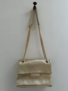 BORSE IN PELLE Gold 100% Leather Metallic Shoulder or Crossbody Bag £149 - Picture 1 of 15