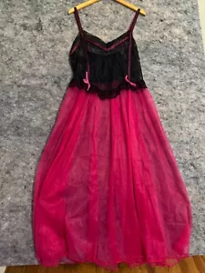 Jill Andrea Vintage Black Lace Pink Women's Nightgown Sz XXXL - Picture 1 of 3