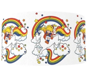 3 INCH ( 1 Yard) Rainbow cartoon printed Grosgrain Ribbon 1256918 Brite - Picture 1 of 2