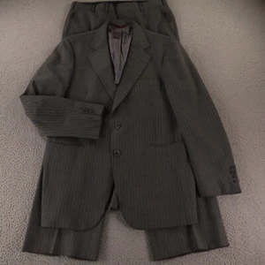 Hart Schaffner Marx Suit XL Gray Marled Pinstripe 100% Wool 40R 34x30 - Picture 1 of 24